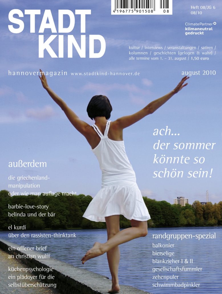 Titelbild Magazin Stadtkind Hannover - der Sommer könnte so schön sein! Frau im Sommerkleid am Maschsee