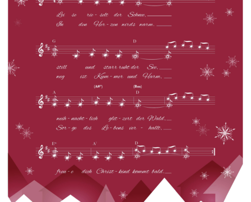 Design Weihnachtskarte für PeppermintPark, Stadt im Schnee